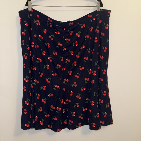 Talbots Woman 22W Cherry Print Flounce Skirt Navy Red Fruit Pattern NWT - Picture 8 of 15